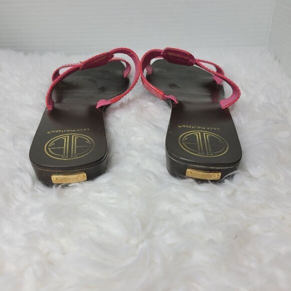 Lilly Pulitzer Phipps Slide Patent Leather Sandals 8 Princess Pink Shoes Flats - Picture 4 of 9